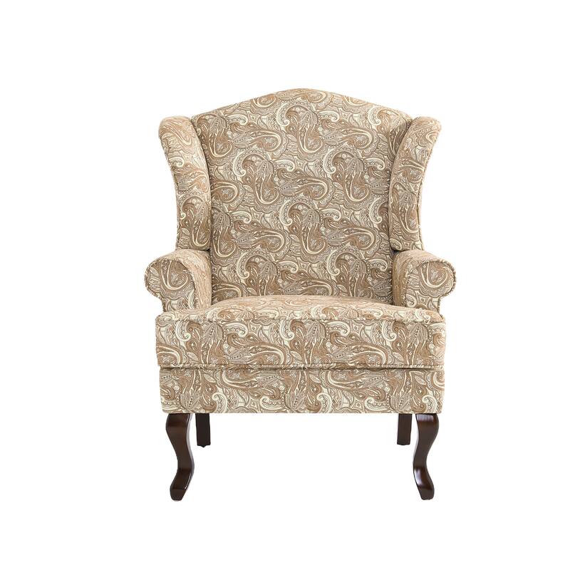 31" W Modern Upholstered Linen Wing Back Accent Chair with Rolled Arm