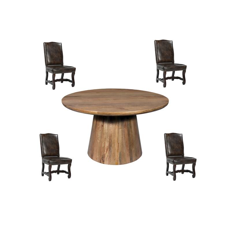 Ava 5-piece Solid Wood Dining Set - Light Brown