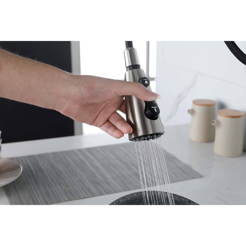Single Handle Stainless Steel Kitchen Sink Faucet with Pull Down Sprayer