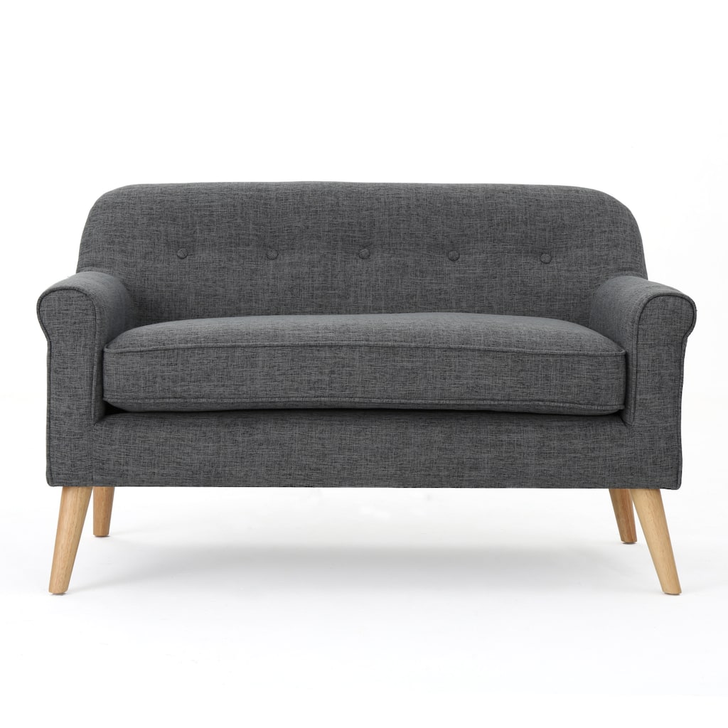 Loveseat 2-Seater Sofa Couch with Button Tufted, Settee Sofa Couch with Rolled Armrests and Wood Legs