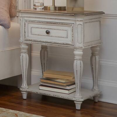 Magnolia Manor Antique White Weathered Bark Leg Night Stand