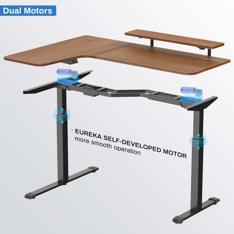 Eureka 61" Modern Home Office L-shaped Desk Electirc Adjustable Standing Corner Desk