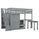 preview thumbnail 18 of 18, Twin Size Loft Bed with Stairs, Bookshelf, Drawers,Desk & Wardrobe - Gray