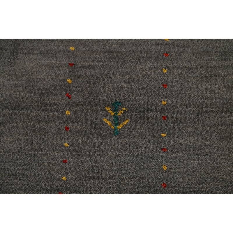 Grey Tribal Gabbeh Oriental Area Rug Handmade Wool Carpet - 6'7"x 9'9"
