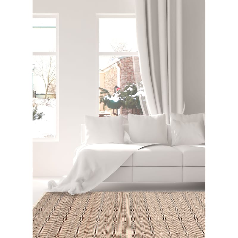 Nevada Black, Cream Kilim 5'0" x 8'0" - 5'0 x 8'0