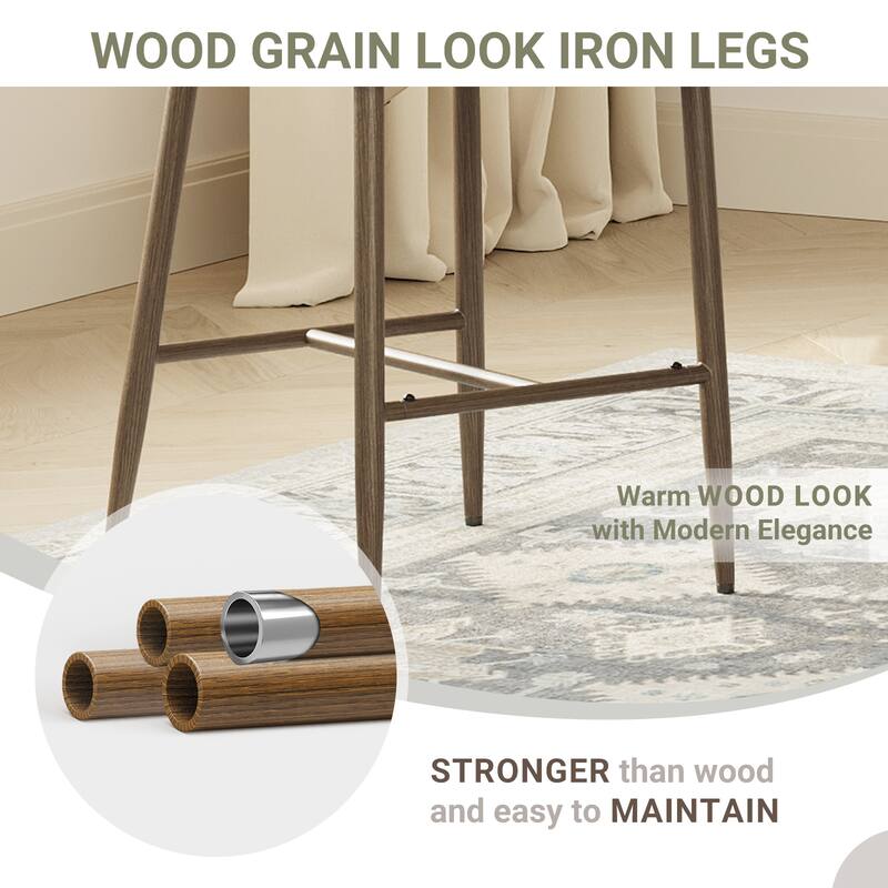 Modern Bar Stools, 25 Inch Height with Back Support & Fabric Upholstery for Home Bar
