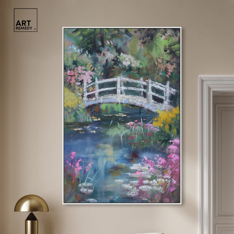 Art Remedy Hidden Garden Framed Impressionism 1 Piece Canvas Wall Art /Monet And Van Gogh Inspired Art