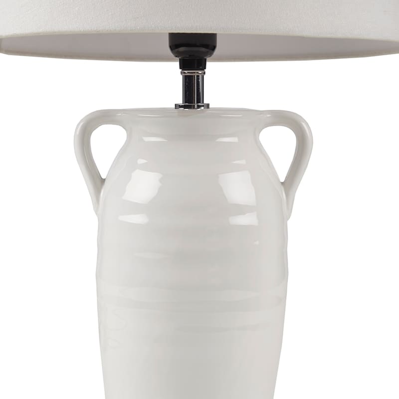 INK+IVY Everly White Ceramic Table Lamp with Handles