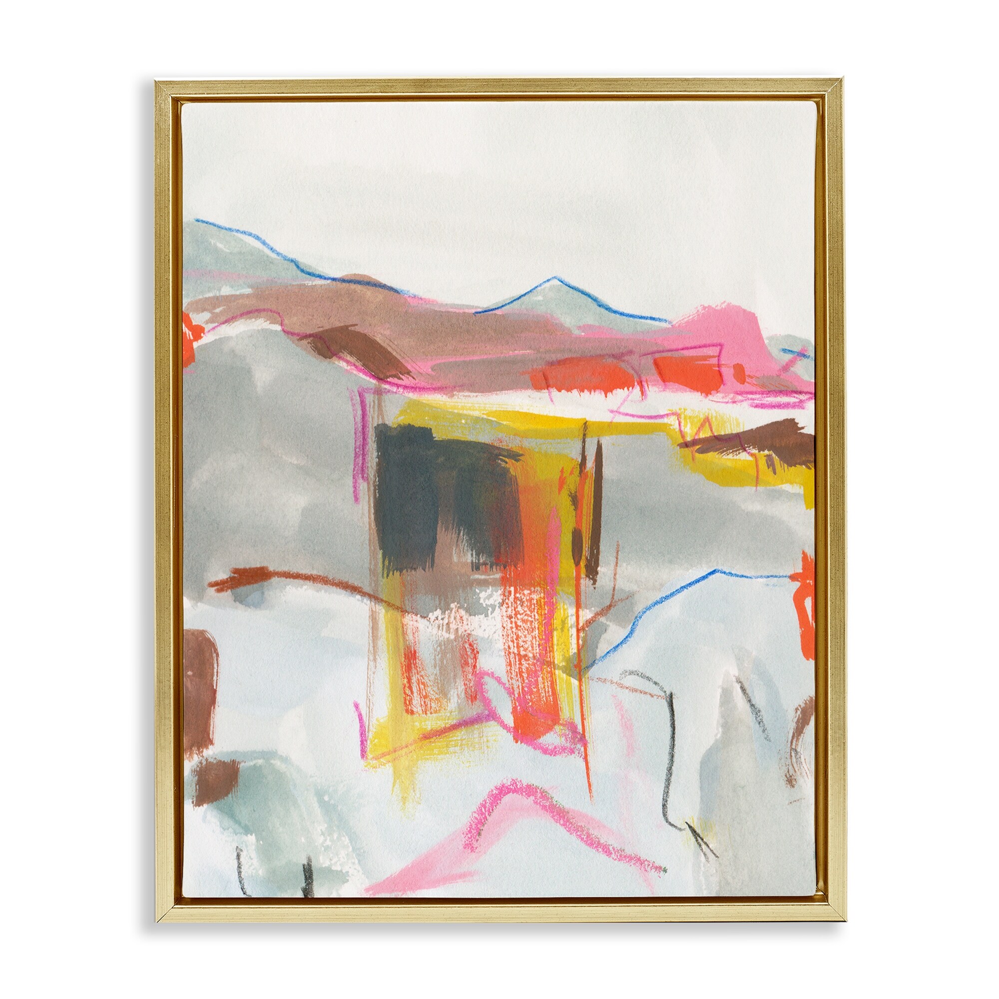 Stupell Bold Abstract Mountain Shapes Framed Floater Canvas Wall Art Design By Melissa Wang