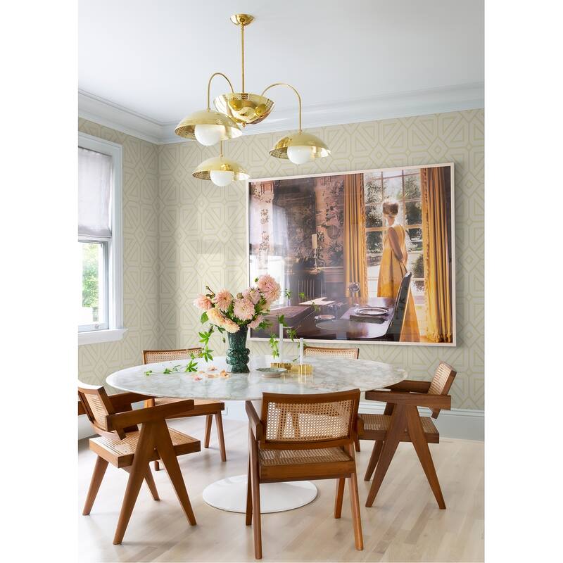 A-Street Prints Voltaire Gold Beaded Geometric Wallpaper