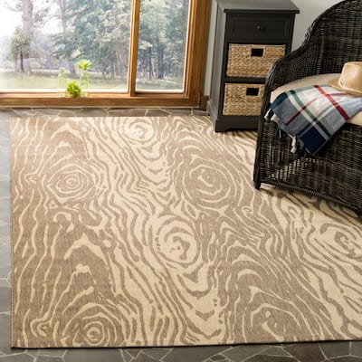 Martha Stewart by SAFAVIEH Layered Faux Bois Indoor/ Outdoor Waterproof Rug
