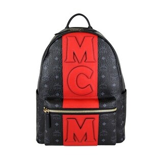 black and red mcm backpack