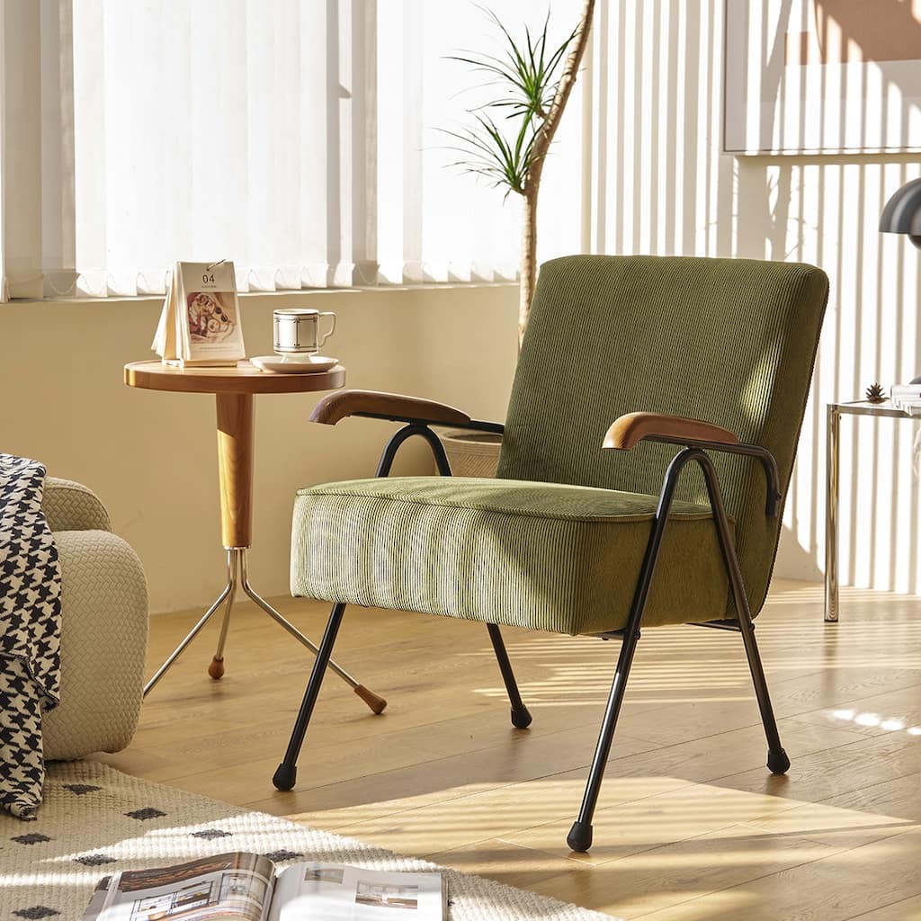Pattern Colorful Fabric Armchair, Modern Accent Chair High Back, Living Room Chairs with Metal Legs and Soft Padded