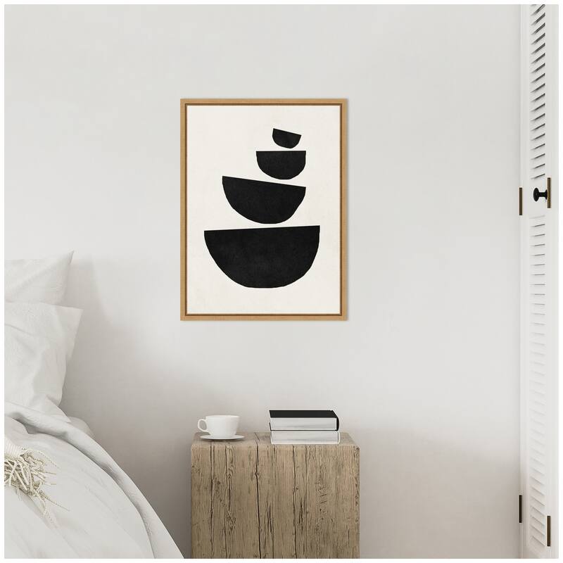 Kate and Laurel Sylvie Black Geometric Abstract 1 Framed Canvas by July Art Prints