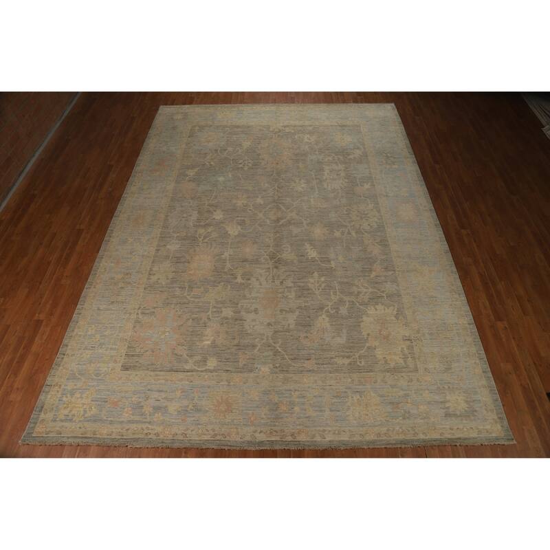 Vegetable Dye Oushak Turkish Large Rug Handmade Wool Carpet - 10'2"x 13'9"