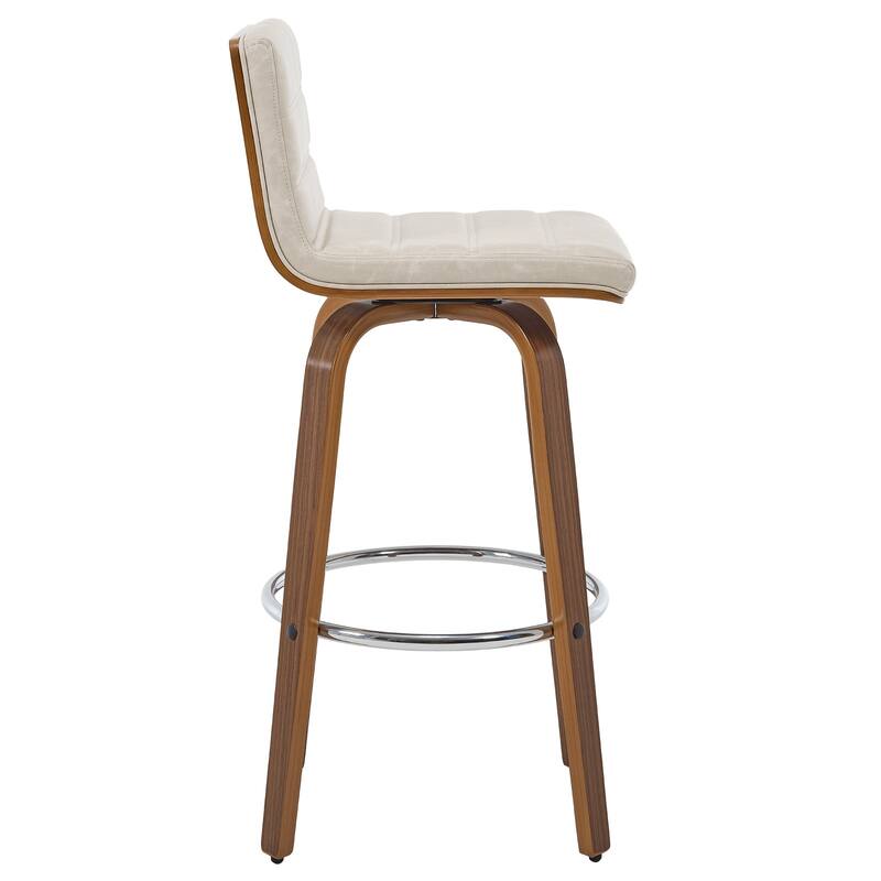 Modern Leather Upholstered Swivel Counter/Bar Stools, Set of 2