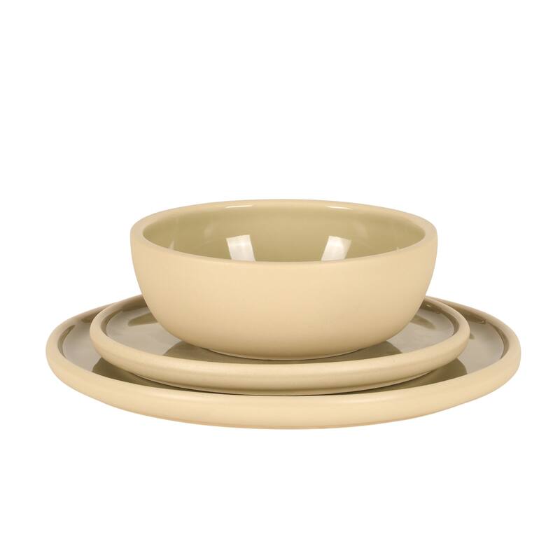 Gibson Elite - Made in Portugal - Port Gaia 12 Piece (Service for 4) Reactive Glaze Dishes Stoneware Ceramic Dinnerware Set