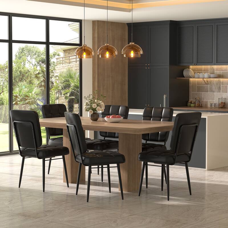Modern Dining Chairs Set of 2/4/6/8, Upholstered Kitchen Chairs with Thick Cushion for Dining Room - Set of 6 - Classic Black