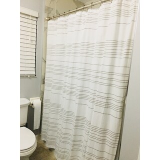 Shop Vera Wang Irregular Stripe White Oat Shower Curtain - Free ...