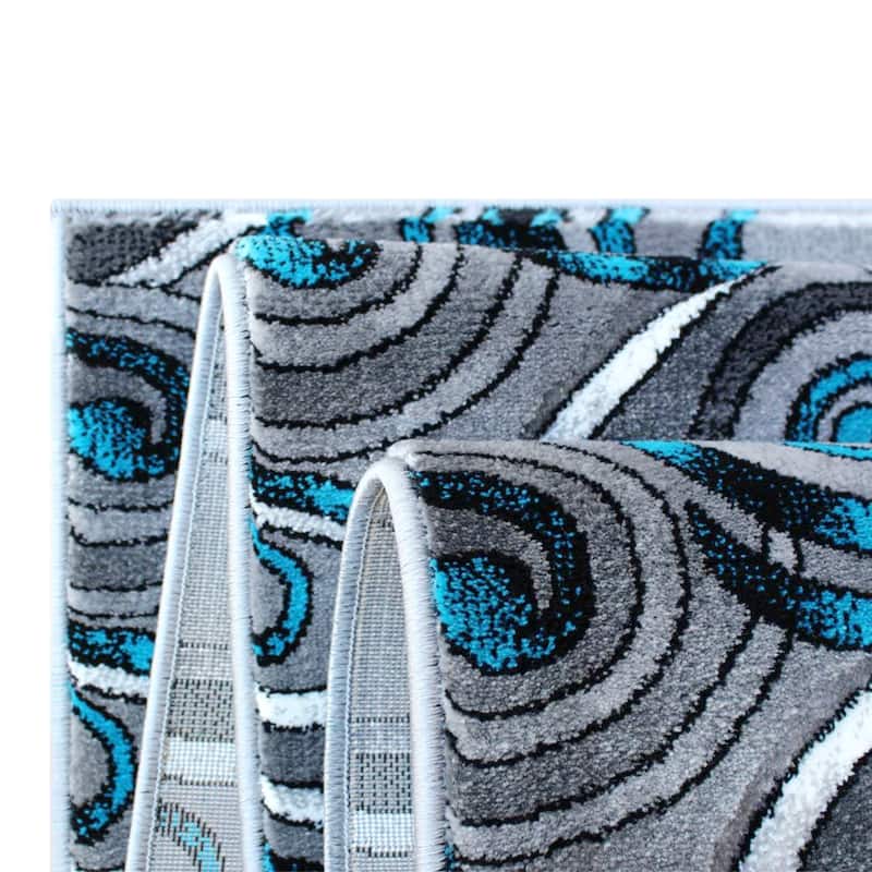 Modern Spiral Patterned Olefin Indoor Area Rug