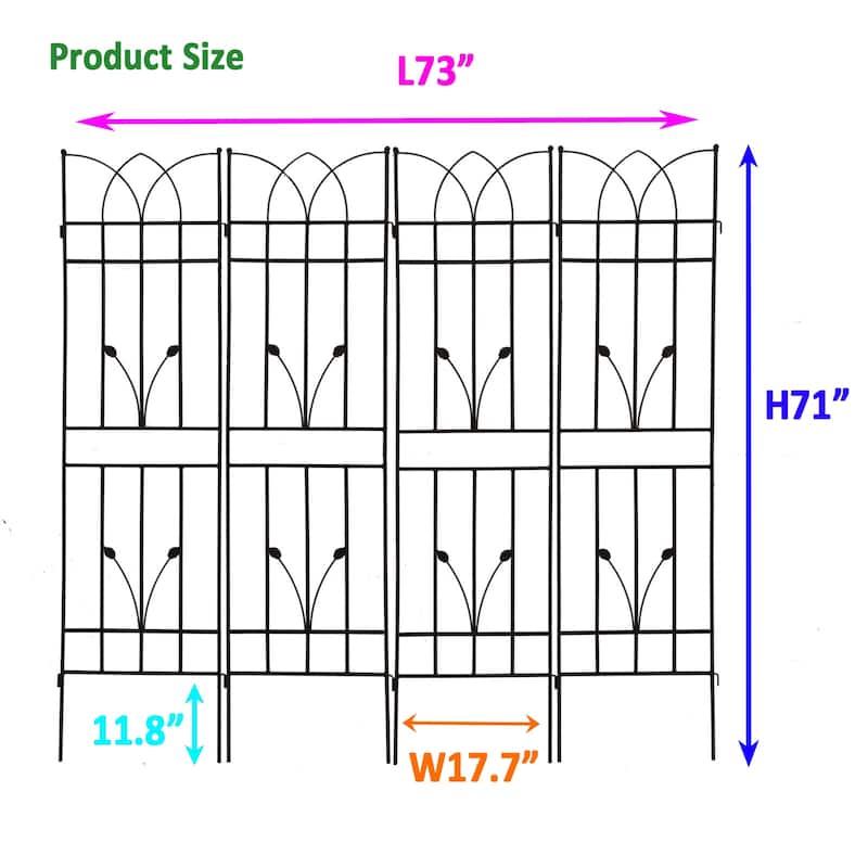 4 Pack Metal Garden Trellis 71" x 17.7" Rustproof Trellis