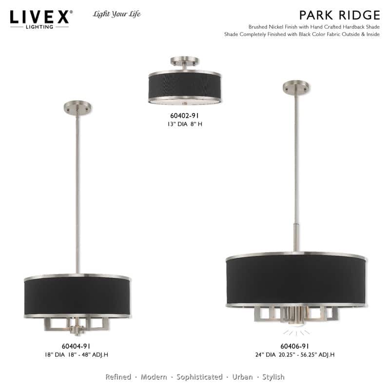 Livex Lighting 2-light Fabric Shade Ceiling Mount, 60422, 62627, 60412, 60402