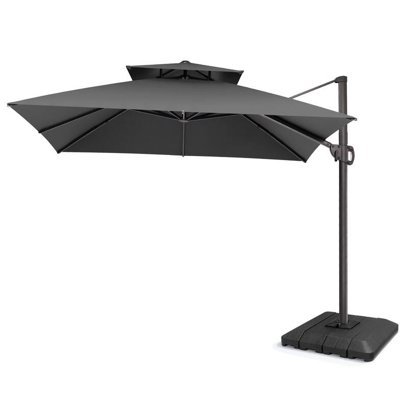 Pellebant Outdoor 10 FT Square Cantilever Patio Umbrella 360 Degree Rotation with Premium Base