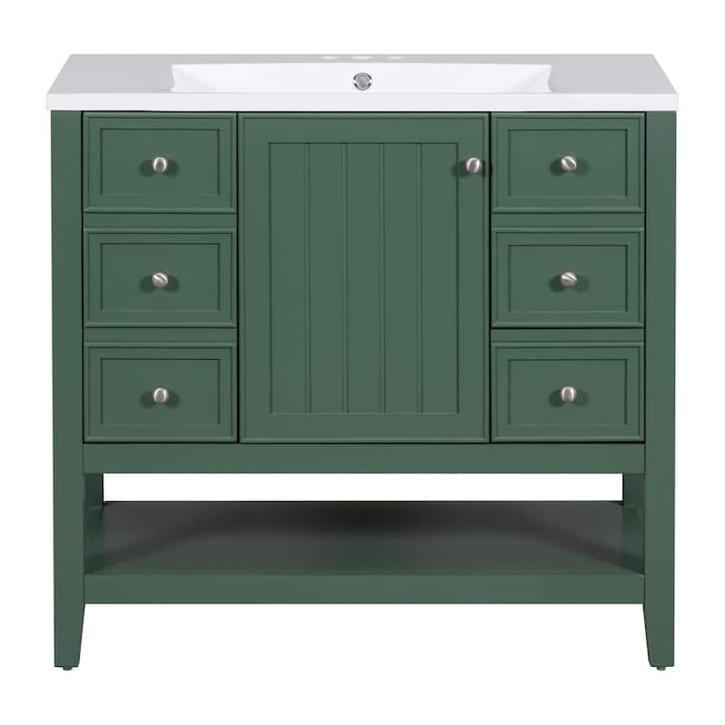 Roomfitters 36" Bathroom Vanity with Sink Cabinet with 3 Drawers and Door Solid Wood and MDF Structure