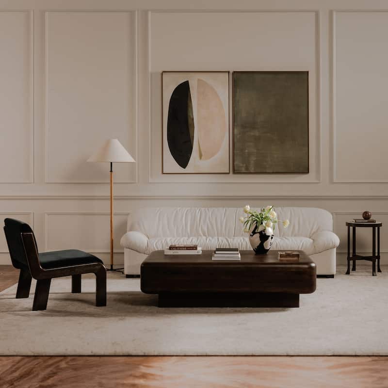 NADAAL STUDIOS Lunessa Framed Painting, Abstract Acrylic on Canvas with Solid Wood Frame Olive Multicolor