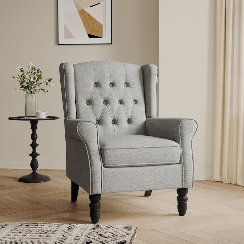 Button-Tufted Accent Club Chair Wingback Armchair Set of 2