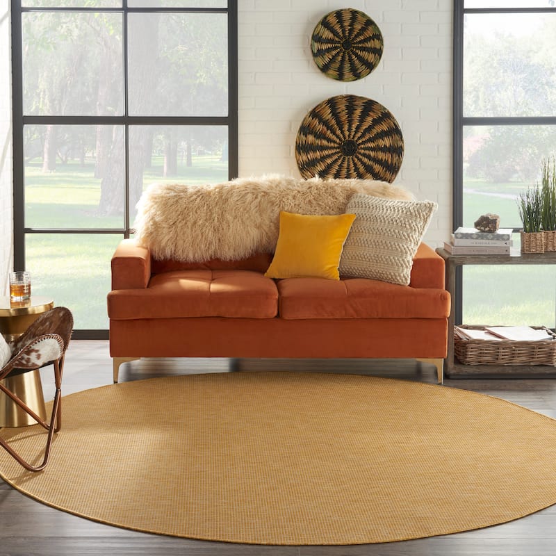 Nourison Positano Casual Modern Indoor/Outdoor Rug - 8' x Round - Yellow