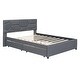 preview thumbnail 29 of 28, Linen Fabric Platform Bed with Brick Pattern Headboard, with Twin XL Trundle and 2 Drawers, Queen Size