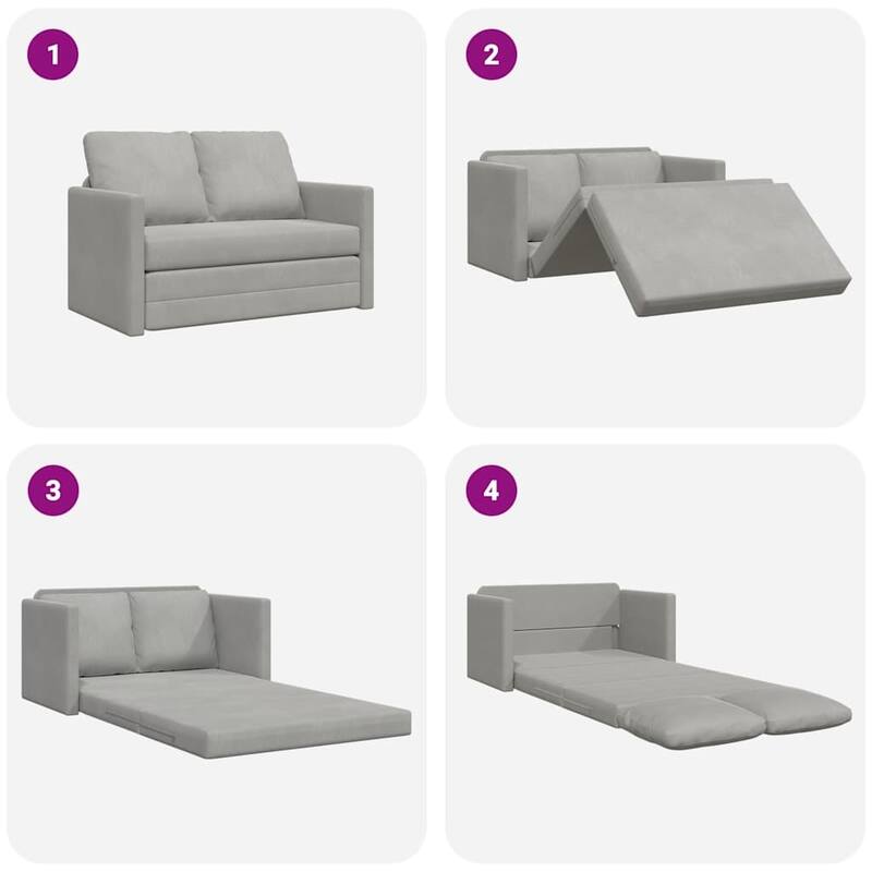vidaXL Floor Sofa Bed 2-in-1 Light Grey 122x204 x 21.7 " Velvet - 122 x 70 x 21.7 "