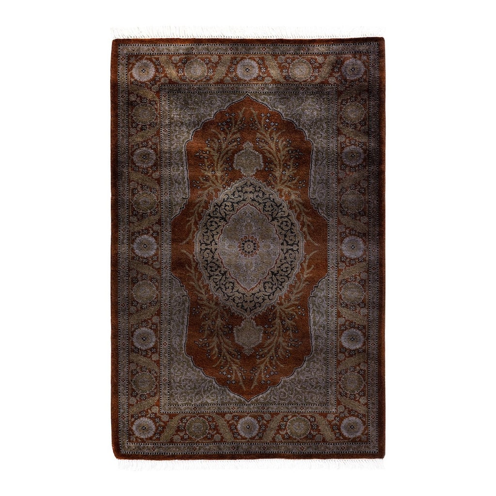 Overton Hand Knotted Wool Vintage Inspired Modern Contemporary Overdyed Brown Area Rug - 2' 9" x 4' 2"