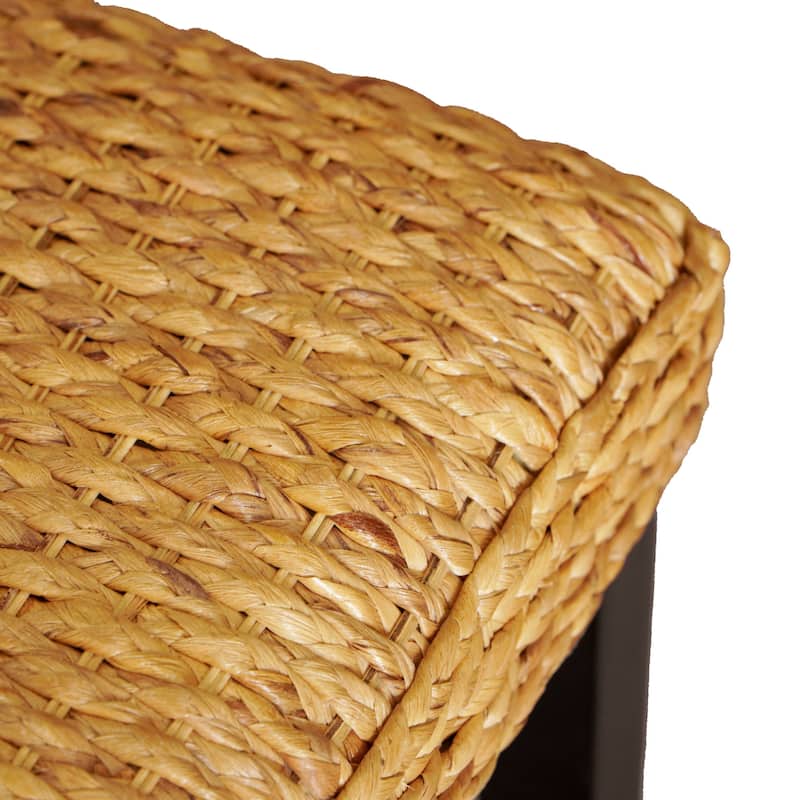 M4H Valencia Solid Wood Natural Water Hyacinth Indoor Bench