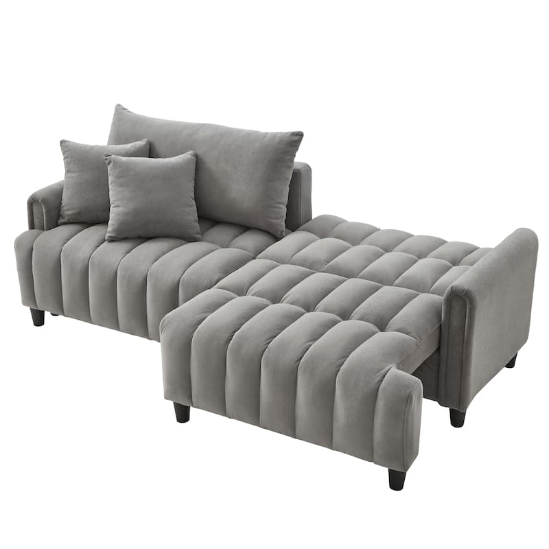 Futon Loveseat Couch Convertible into Sleeper Sofa Bed with Hidden Storage and Adjustable Backrest, Modern Loveseat Sleeper