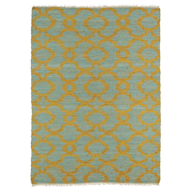 Kenwood Handmade Natural Fiber Turquoise Trellis 2'x3' Rug - 2' x 3' Rectangle - 2' x 3' Rectangle