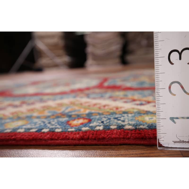 Traditional Kazak Accent Rug Hand-Knotted Red Wool Carpet - 3'3" x 5'4"