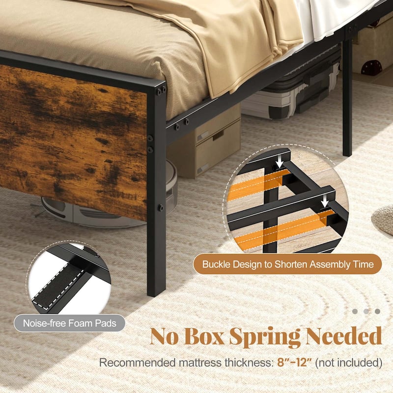 Costway Twin/Full/Queen/King Size Bed Frame with Wooden Headboard and