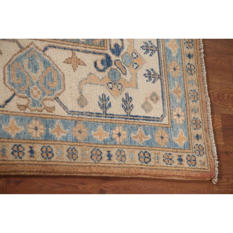 Geometric Kazak Area Rug Hand-Knotted Bedroom Wool Carpet - 5'11" x 8'9"
