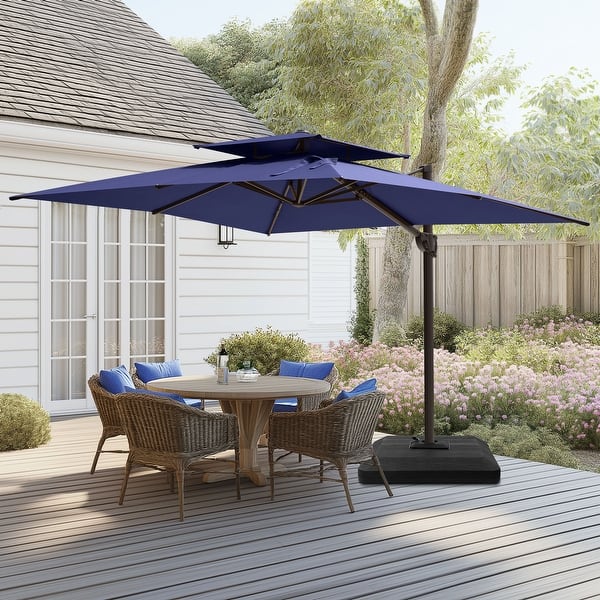 12 foot offset patio umbrella FT Sunbrella Cantilever with Base Outdoor Aluminum – SpaChemGuy crank and has wheels for easy movement wikiwiki 12 FT Cantilever Patio