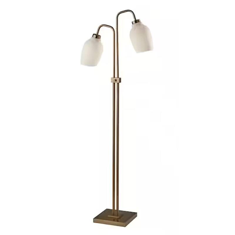 2-Light Antique Brass Floor Lamps - 21" x 61"