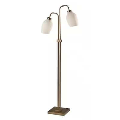 2-Light Antique Brass Floor Lamps - 21" x 61"