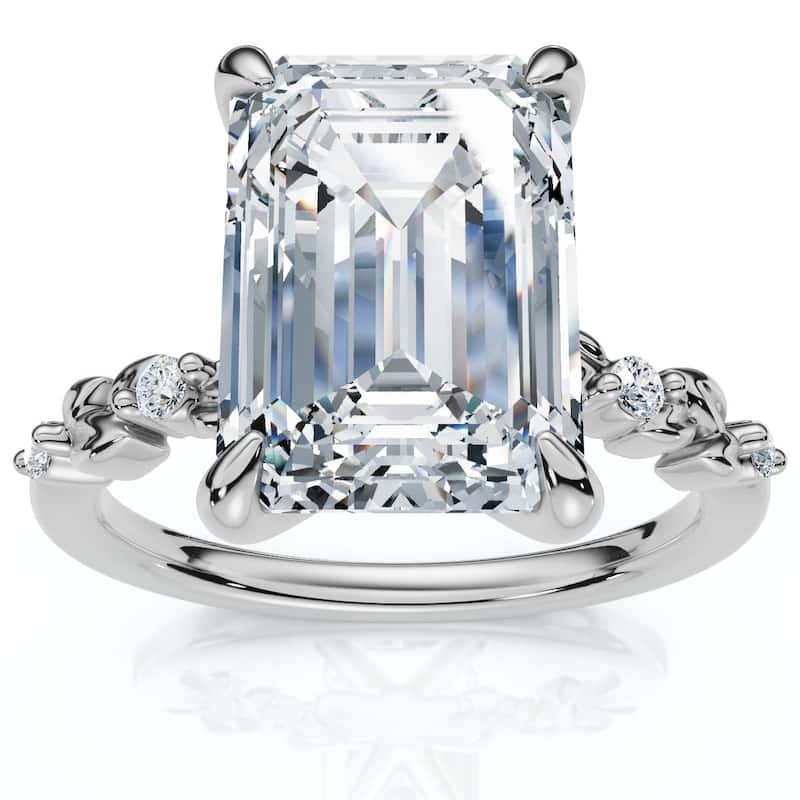 Bliss Diamond Certified 4.05Ct Emerald Cut Diamond Engagement Ring White Gold Lab Grown - 7.5