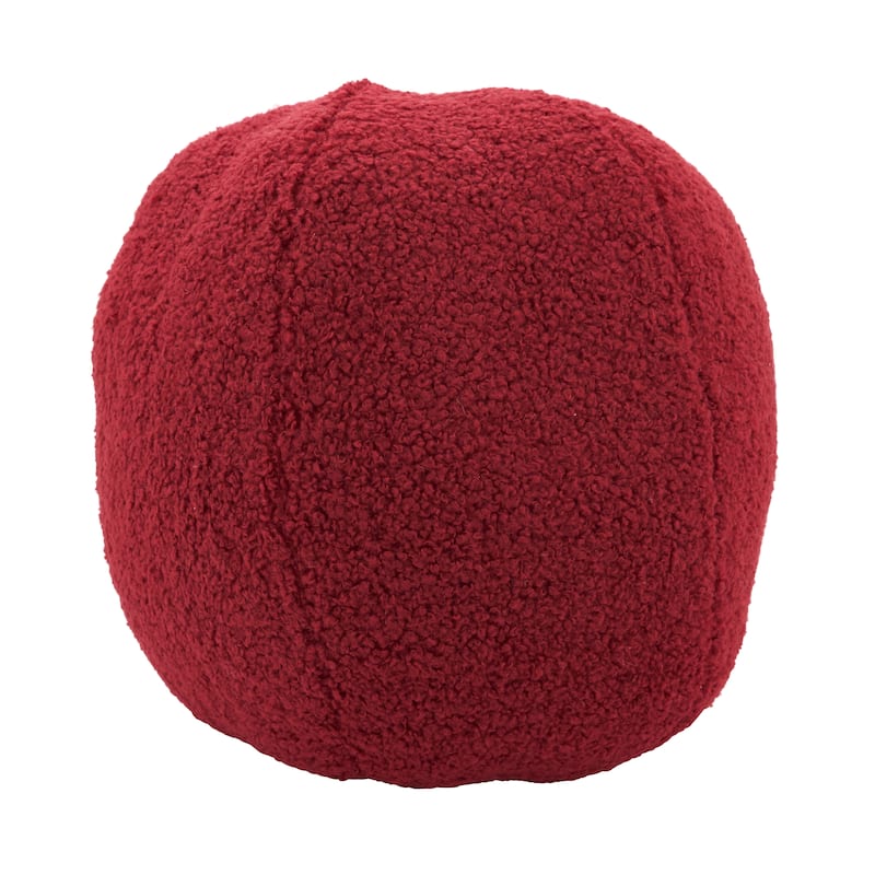 Fluffy Fun Faux Fur Ball Poly Filled Throw Pillow - 10"x10" - Red