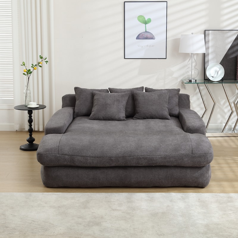 2-seater lazy sofa With 5 back pillows,Comfy Sofa- Deep Seat Couch for Living Room