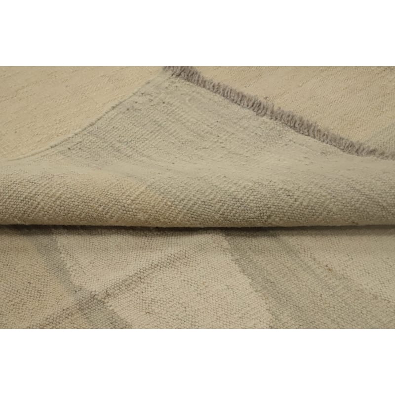 Hand Woven Oriental 100% Wool Carpet Southwestern Modern Beige & Ivories Kilim Area Rug - 8' 11'' X 5' 11''