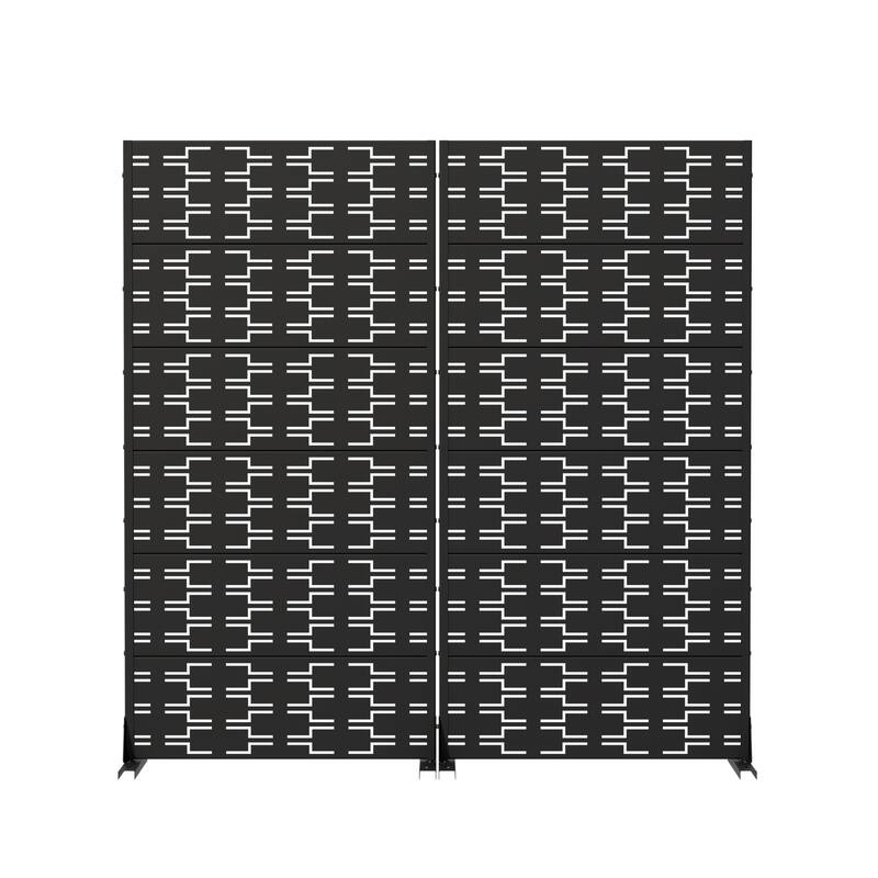 Outdoor Privacy Screen Metal Screen Fence Panel Set of 2
