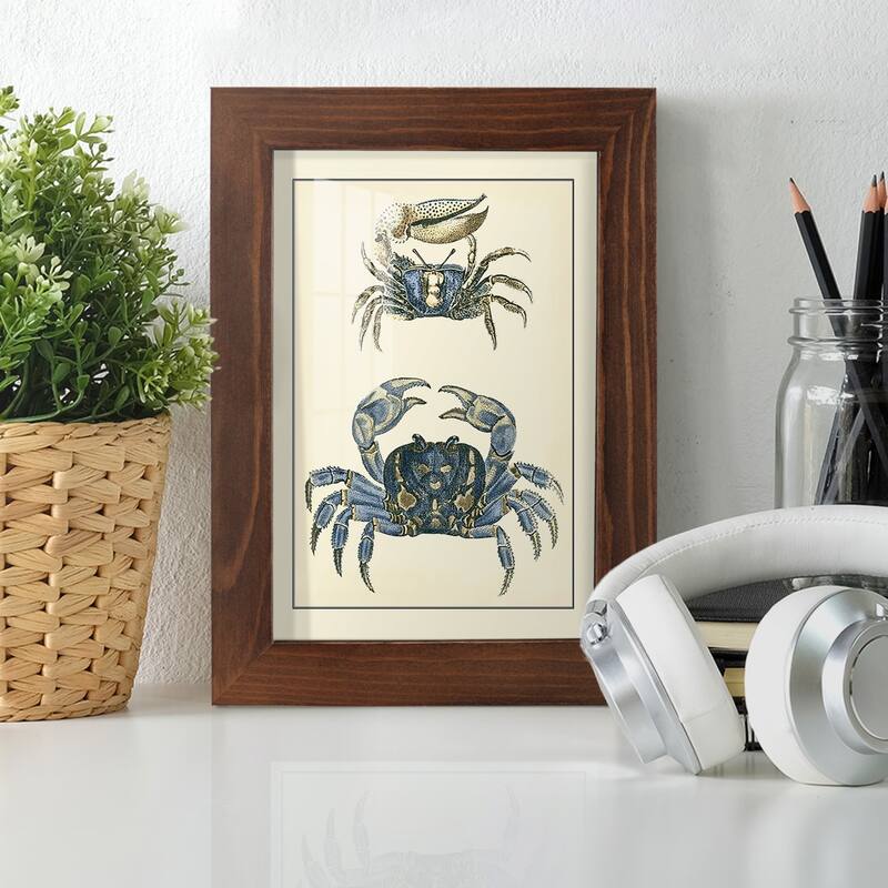 Antique Blue Crabs II -Framed Print w/glass-Cherry Red