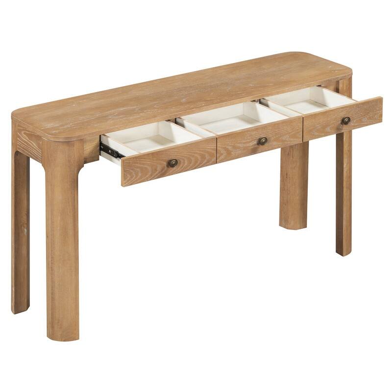 Rustic 52" Console Table with Drawers and Curved Legs for Entryway or Living Room Decor